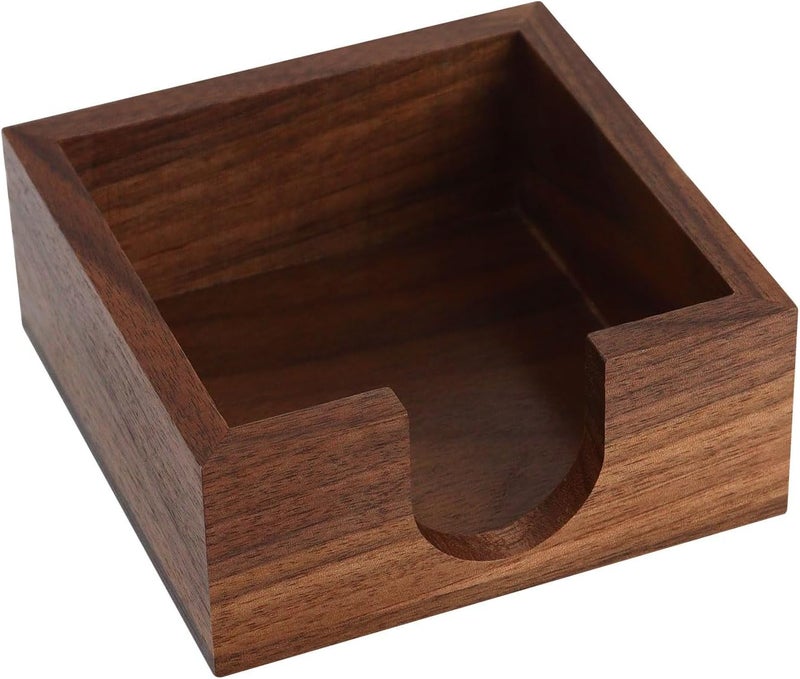 Buqoo Walnut Wooden Sticky Note Holder, Self Stick Note Holder Memo Pad Holder Dispenser Organizer, Post It Note Dispenser Cube Holder for 3 x 3 Sticky Notes for School Office Home Desk Accessories - Image 1